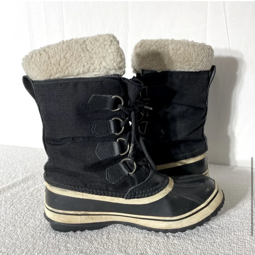Sorel Black White Mid Calf  Winter Carnival Boots 8 - Picture 8 of 12